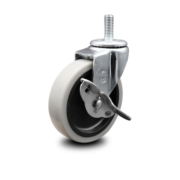 4 Inch Thermoplastic Rubber Wheel 12mm Threaded Stem Caster with Brake SCC
